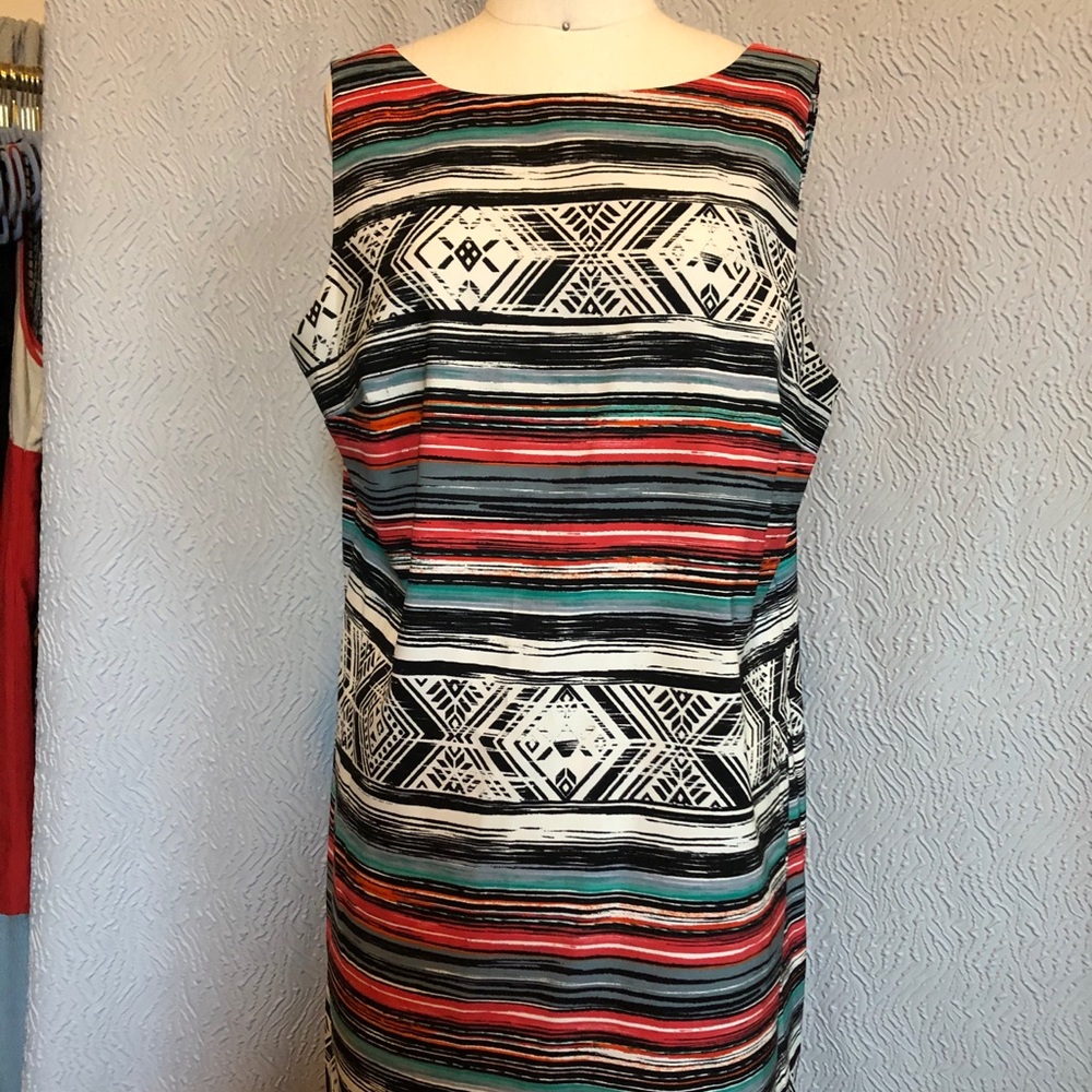 Ladies AB Studio multi stripe pattern dress 1X